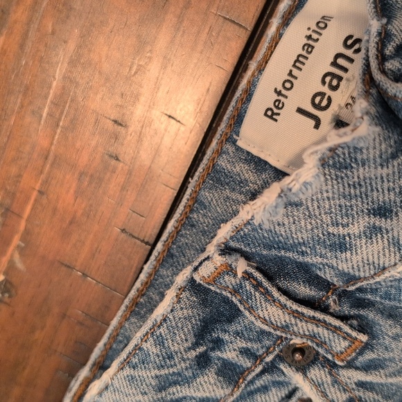 Reformation Cynthia High Rise Straight Jeans Frayed Hem - Picture 9 of 15